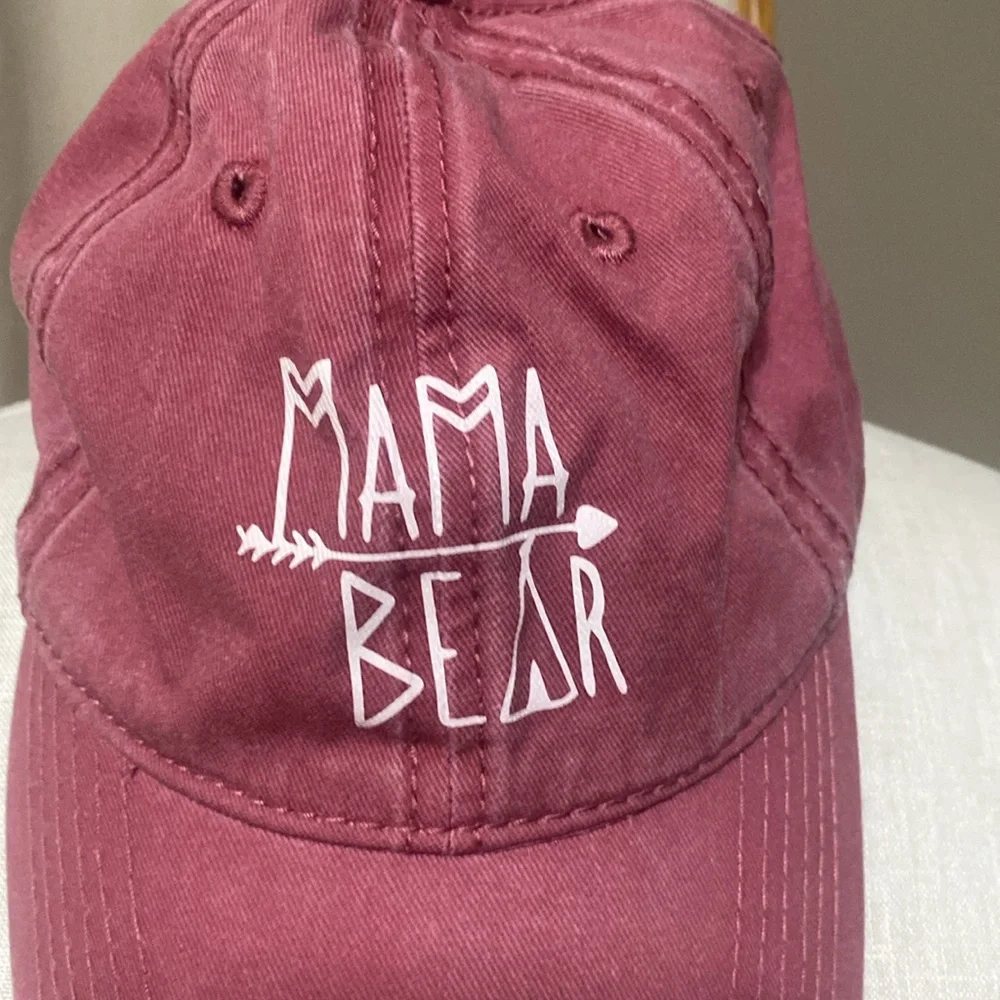 Mama bear mauve & white adjustable ball cap hat